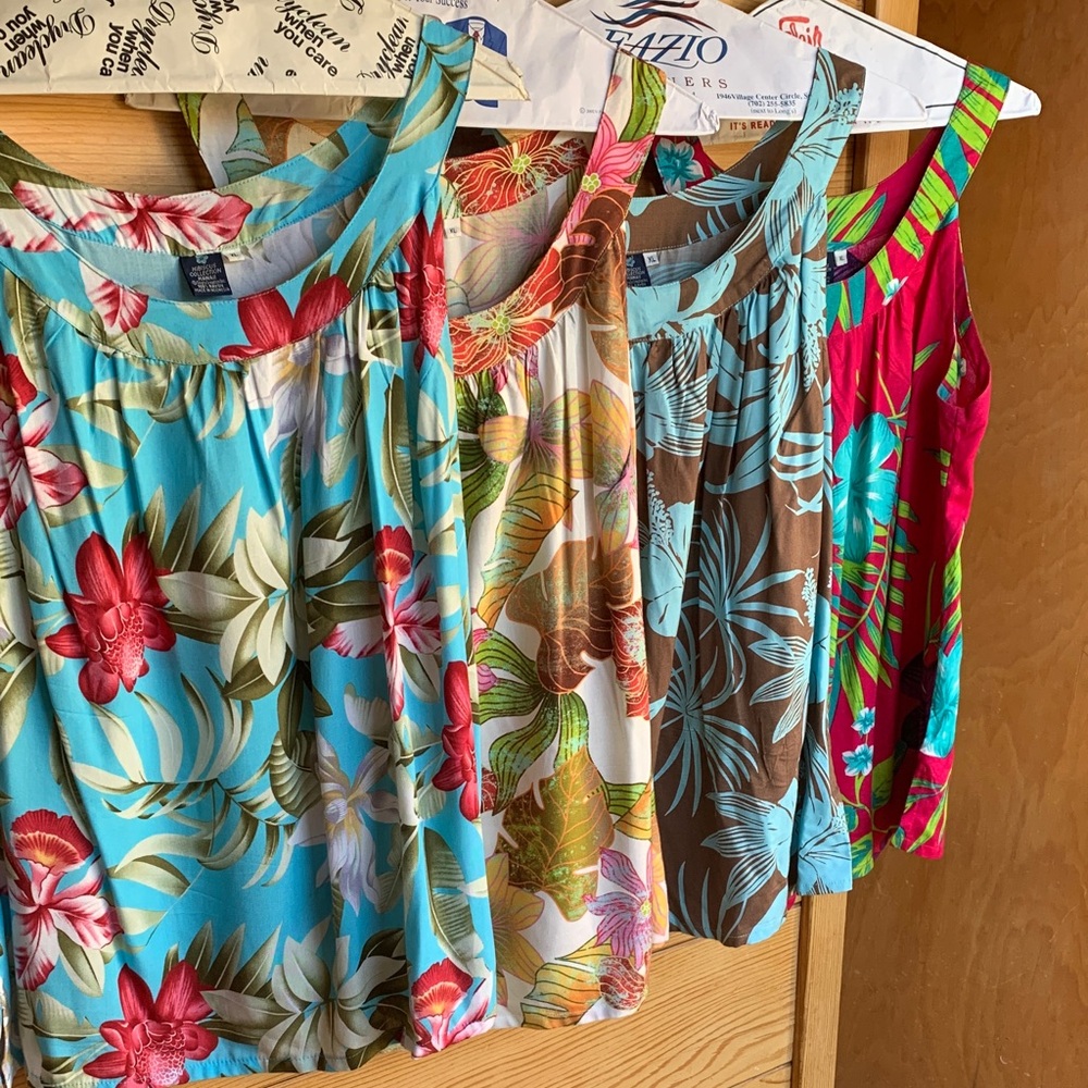Assortment of 4 Hawaiian Rayon Tank tops- XL